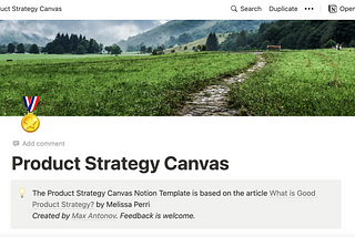 Product Strategy Canvas Notion Template
