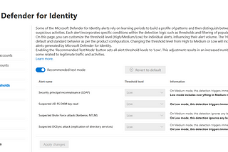 Adjusting Alert Thresholds in Microsoft Defender for Identity