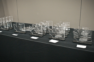 Governor’s Lifesaving awards on a table.