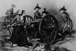 Molly Pitcher at the Battle of Monmouth, engraving by J.C. Armytage, c. 1859