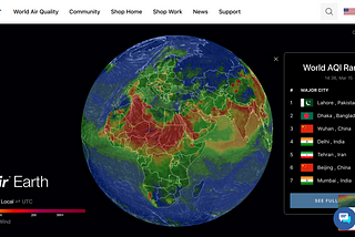 IQAir Earth Air Pollution Map