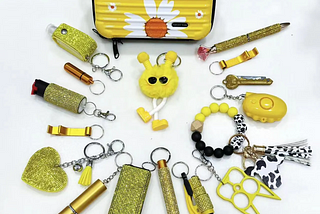 Stay Stylish and Safe: The Yellow Flower Self-Defense Keychain Set