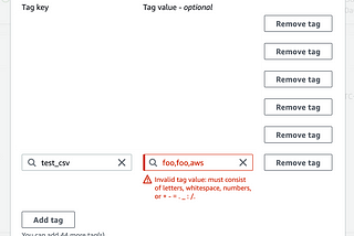 error with CSV tag values in ACM