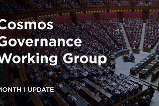 Cosmos Governance Working Group: Month 1 update