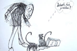 Writer staring at a puddle of spilt milk, having let the cat’s completely out of the bag