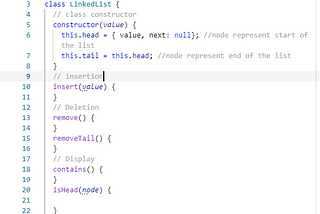 What are Linked List and its basic functions in javascript?