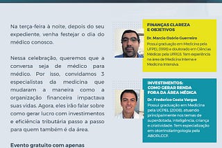 DE MÉDICOS PARA MÉDICOS — WORKSHOP FINANÇAS