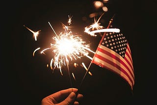 Mini American flag with sparklers