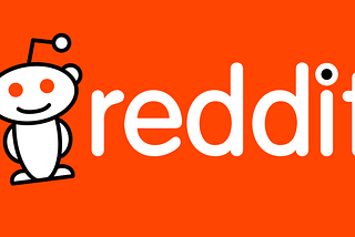 Reddit logo with Snoo mascot and white “reddit” text on bright orange background.