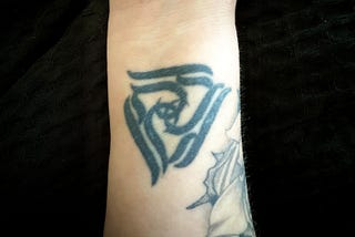 Tattoo of a tattoo inspired by “Three Libras” from A Perfect Circle