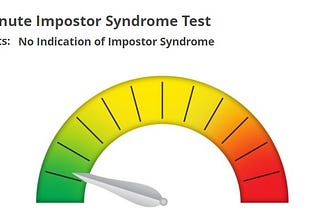 A picture of the results of an online test. Multi-Colored, an arrow skews to the left indicating no imposter syndrome results. It the arrow was pointed to the right, the results would be in the affirmative.