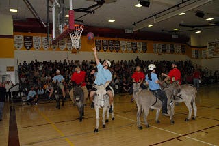 A Peculiar Pastime Clatters On in Nevada: Donkey Basketball