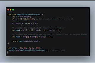 Coding: Find a Triplet Having the Maximum Product in an Array in JavaScript