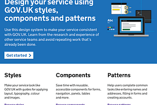 Screenshot of GDS Design System homepage