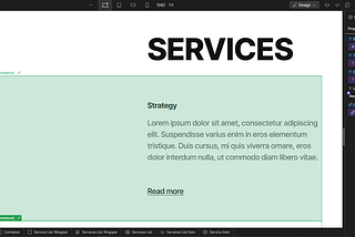A Service Item component inside my portfolio template — Kennedy