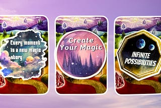 Three oracle pick a card piles: pile 1 — every moment is a new magic story, pile 2 — create your magic, and pile 3 — infinite possibilities