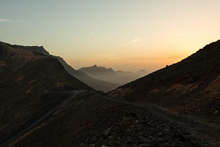 Sunset in mountain range