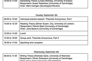 The Schedule for #TheorySchool