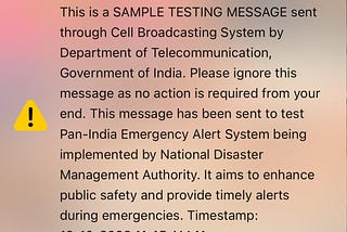 Emergency Alert: SAMPLE TESTING MESSAGE