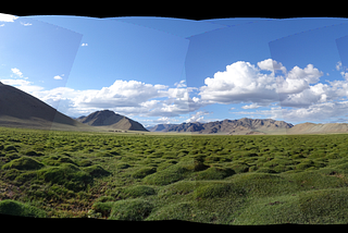 Panoramic view obtained by stitching multiple images using OpenCV, Python & C++