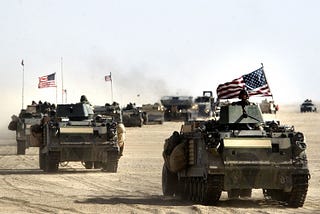 U.S. Army 11th Engineers move into position ahead of a possible military strike near Kuwait-Iraq border on March 18, 2003.