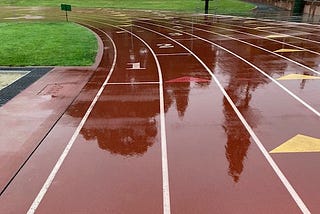 A rainy morning track workout at Kezar Stadium in San Francisco