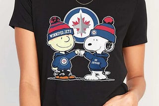 Snoopy Fist Bump Charlie Brown Winnipeg Jets Shirt