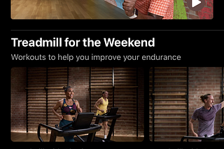 This is a screenshot of Apple Fitness homepage in the app. It shows a collection of workouts you can stream on-demand.
