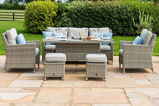 Maze rattan Oxford Sofa Dining Set With Rising Table and Ice Bucket