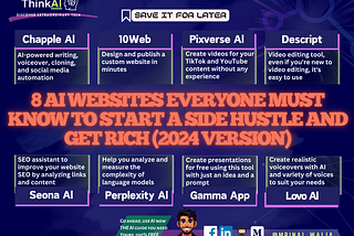 8 AI Websites Everyone Must Know to Start a Side Hustle and Get Rich (2024 Version)