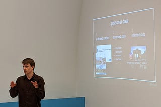 Thor Galle presenting a slide on kinds of personal data.
