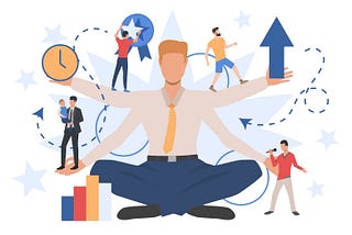 Businessman character showing different social roles