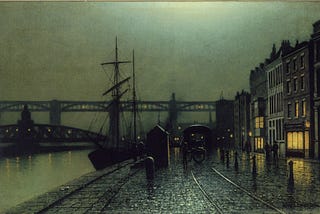 A gloomy painting of Newcastle’s Quayside