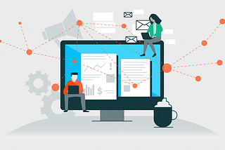 Two people working on the laptops, shooting emails and messages and texts all over the world