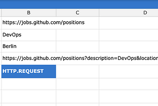 Access the GitHub Jobs API with Eclipse Streamsheets via HTTP