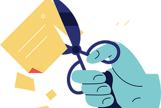 vector illustration of a hand cutting up a card with scissors