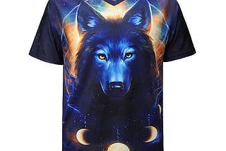 TENDYCOCO Men Cool T-Shirt 3D Wolf Print Short Sleeve Summer Tops Tees Fashion Loose Shirt Size L /…