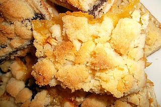 A close-up of crumb cake