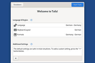 tails linux welcome screenshot
