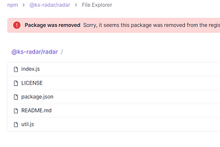 Malware Analysis on “@ks-radar/radar/” NPM package