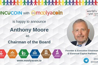 moolyacoin and Incucoin welcomes its new Chairman of the Board Anthony Moore — a renowned…