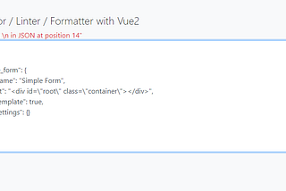 Vue JSON Lint