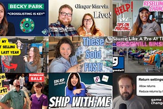 grid of images from reseller youtube videos