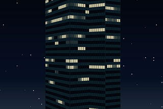 Experiment 2: 360° view Skyscraper at night made only with CSS gradients and 3D transforms - No JS…