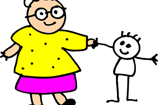 A child’s drawing of a grandma and her grandkid