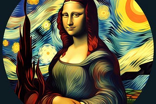 Mona Lisa portrayed in the style of Van Gogh.