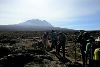 A photo of Mount Kilimanjaro, Tanzania (Feb. 2015). Day 3: Still a long trek awaits our hiking crew..!