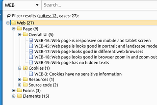 Test cases tree icons in SQA Mate