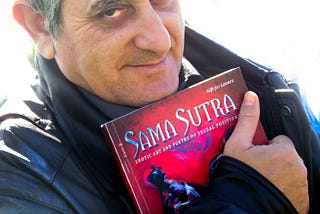 Erotic artist Hm Samarel with his sexual positions art book ‘Sama Sutra’
