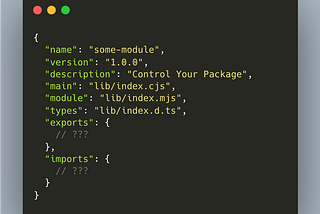 package.json with export and import propeties
